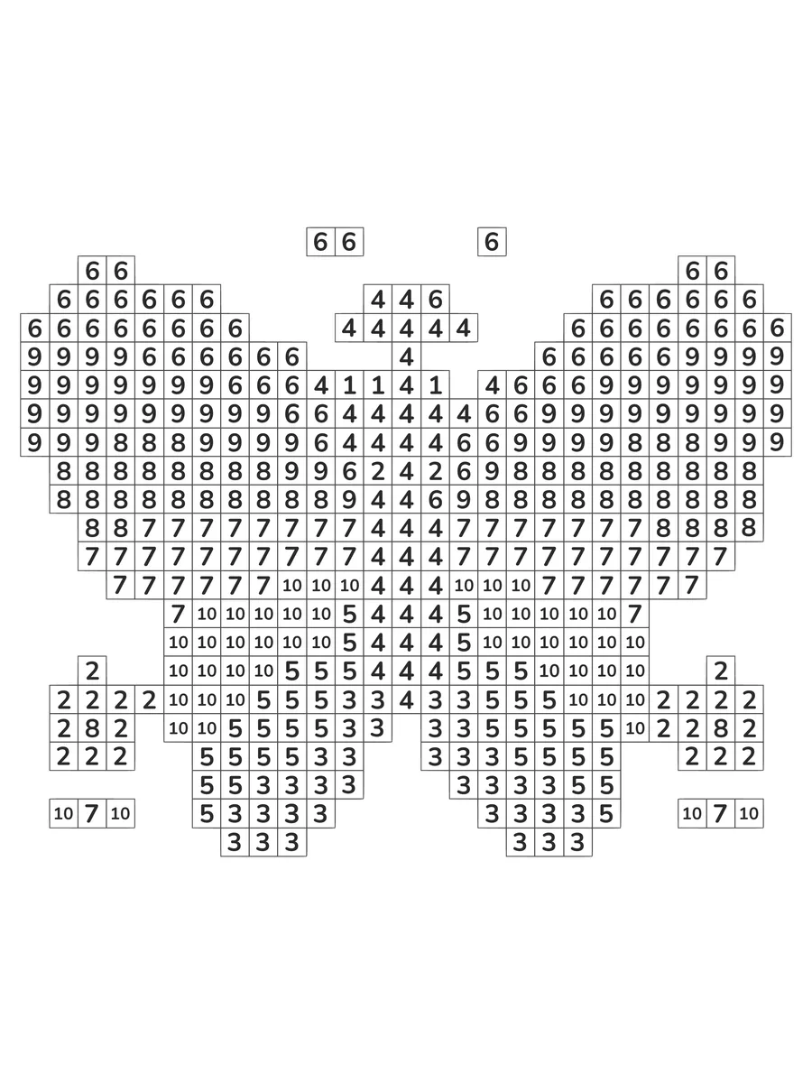 Rainbow Butterfly Mystery Mosaic: a medium color by number printable with 10 numbered colours and a colour key