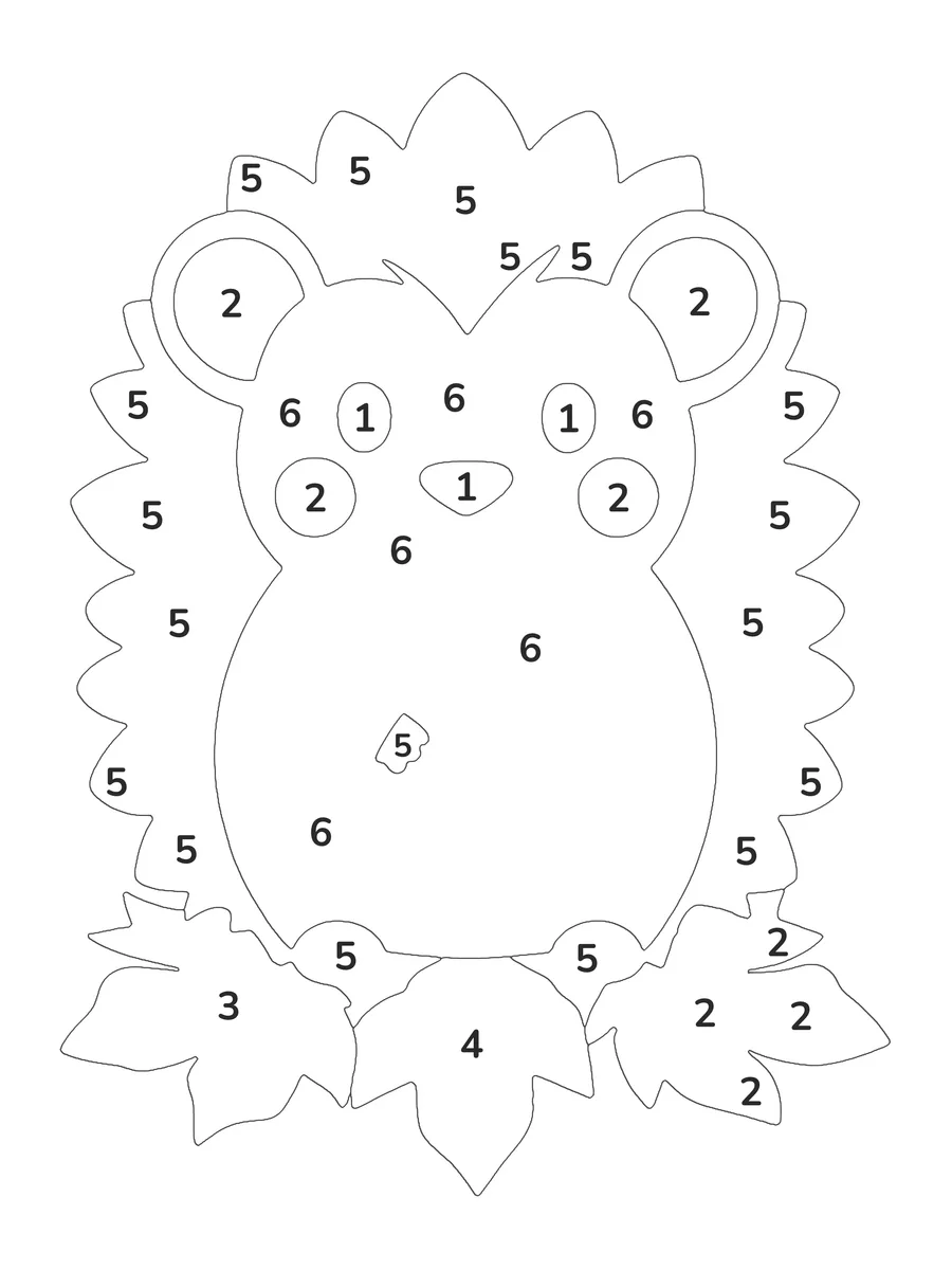 Happy Hedgehog: a easy color by number printable with 6 numbered colours and a colour key