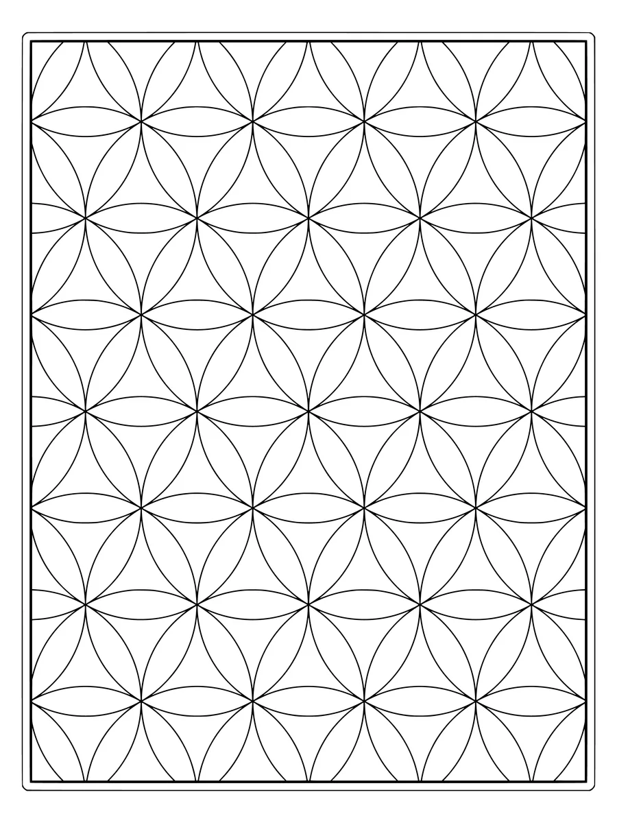 Flower of life pattern with overlapping circles II, a medium-detail coloring page to print or color online