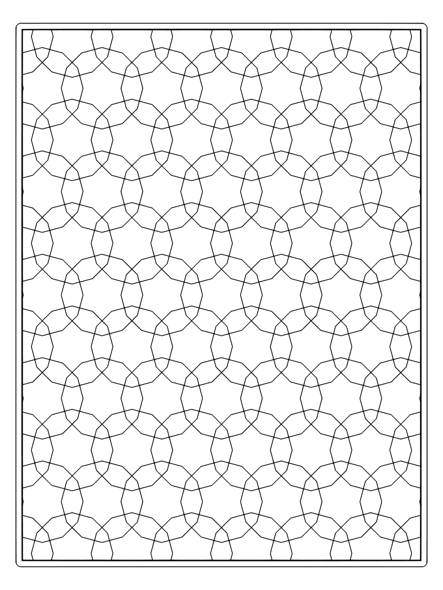 Kagome star tessellation with interlocking stars, a detailed colouring page for adults to print or colour online