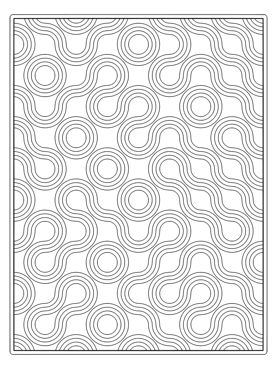 Truchet ribbon pattern with woven flowing curves II, a detailed coloring page for adults to print or color online