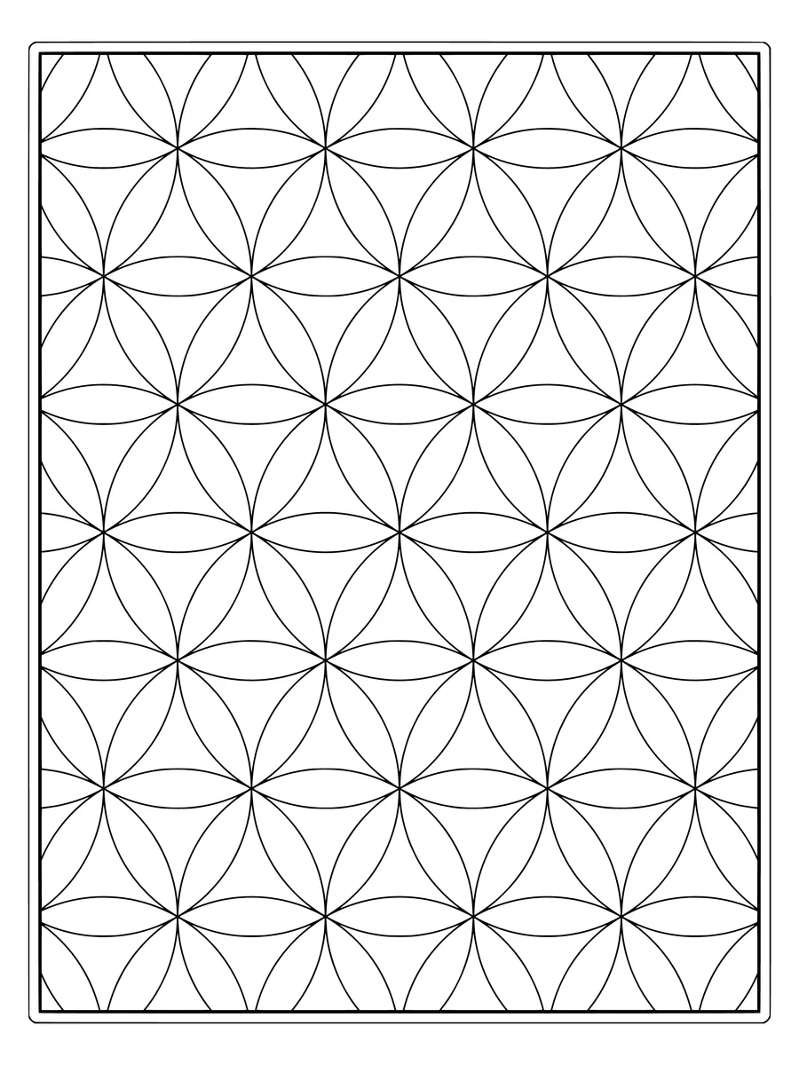 Flower of life pattern with overlapping circles V, a medium-detail colouring page to print or colour online