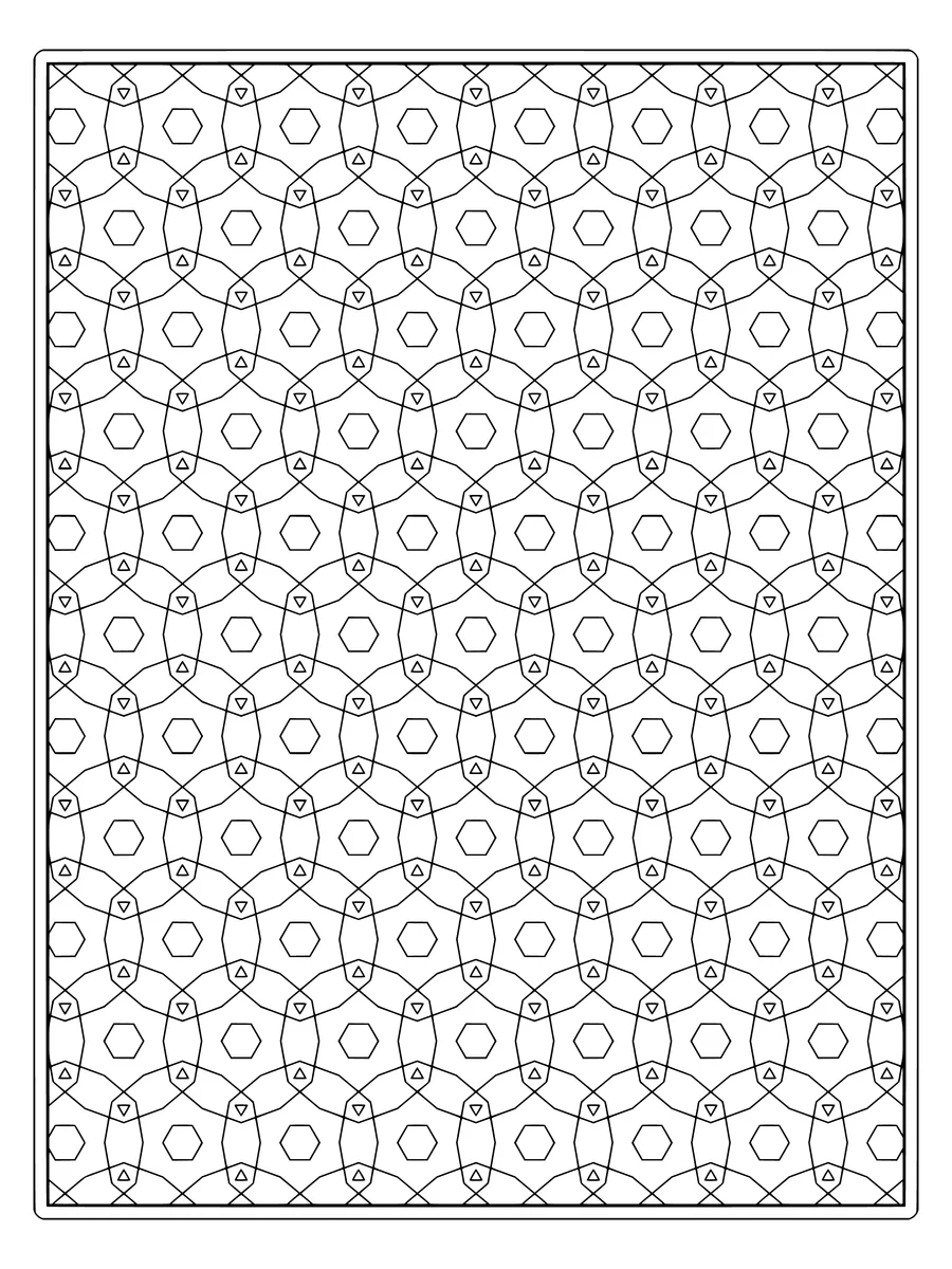 Kagome star tessellation with nested stars IV, a detailed coloring page for adults to print or color online