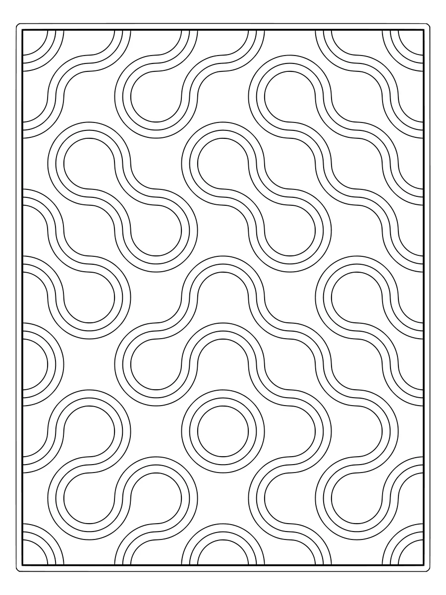 Truchet ribbon pattern with woven flowing curves IV, a medium-detail colouring page to print or colour online