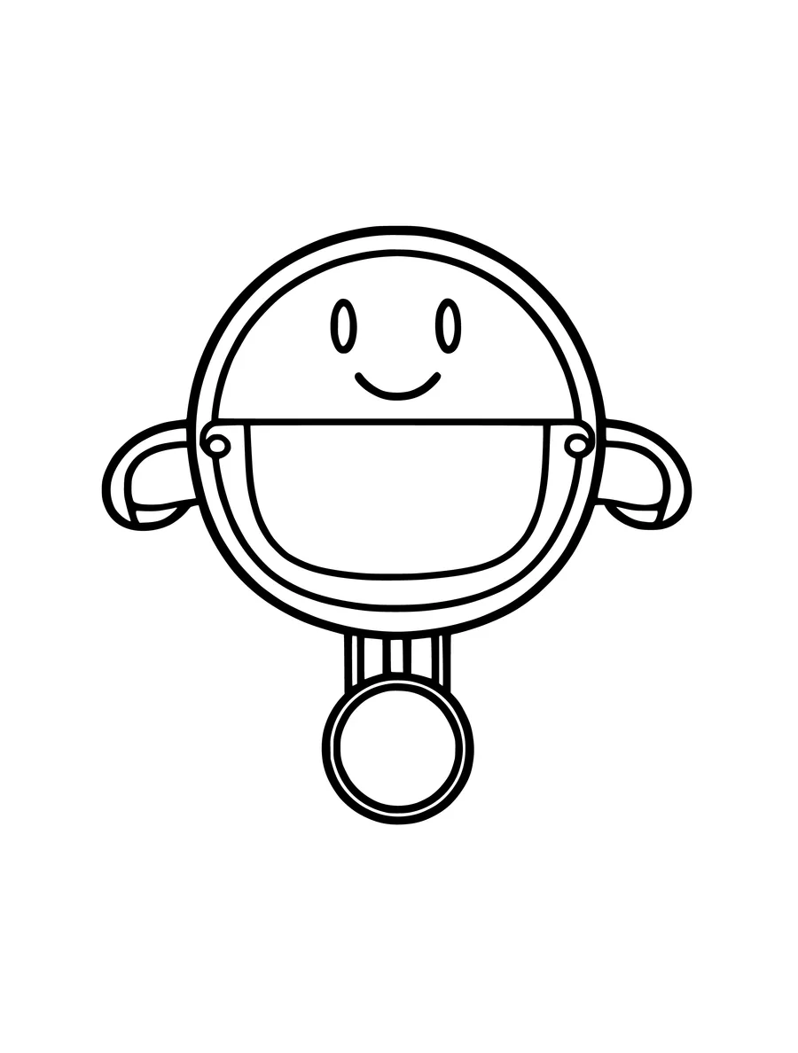 A simple coloring page shows a round, happy robot balancing on a single ball wheel.